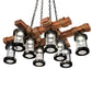 Meyda Lighting Wood Beam 42" 8-Light Textured Black & American Walnut Chandelier With Clear Crystal Idalight Shade