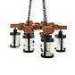 Meyda Lighting Wood Beam 42" 8-Light Textured Black & American Walnut Chandelier With Clear Crystal Idalight Shade