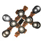 Meyda Lighting Wood Beam 42" 8-Light Textured Black & American Walnut Chandelier With Clear Crystal Idalight Shade
