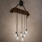 Meyda Lighting Wood Beam 44" 6-Light Textured Black & Old Distressed Wood Pendant Light