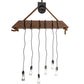 Meyda Lighting Wood Beam 44" 6-Light Textured Black & Old Distressed Wood Pendant Light