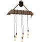 Meyda Lighting Wood Beam 44" 6-Light Textured Black & Old Distressed Wood Pendant Light