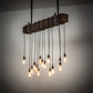 Meyda Lighting Wood Beam 48" 15-Light Natural Wood & Wrought Iron Island Pendant Light