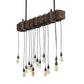 Meyda Lighting Wood Beam 48" 15-Light Natural Wood & Wrought Iron Island Pendant Light