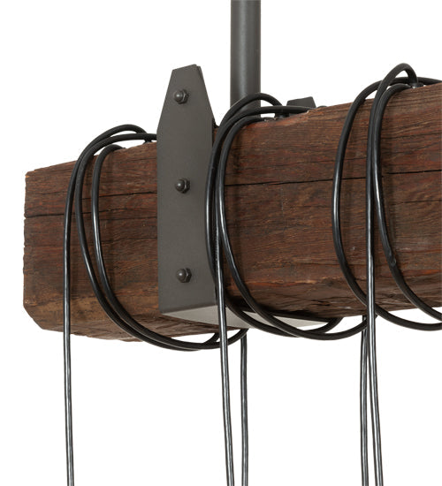 Meyda Lighting Wood Beam 48" 15-Light Natural Wood & Wrought Iron Island Pendant Light