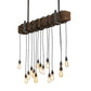 Meyda Lighting Wood Beam 48" 15-Light Natural Wood & Wrought Iron Island Pendant Light