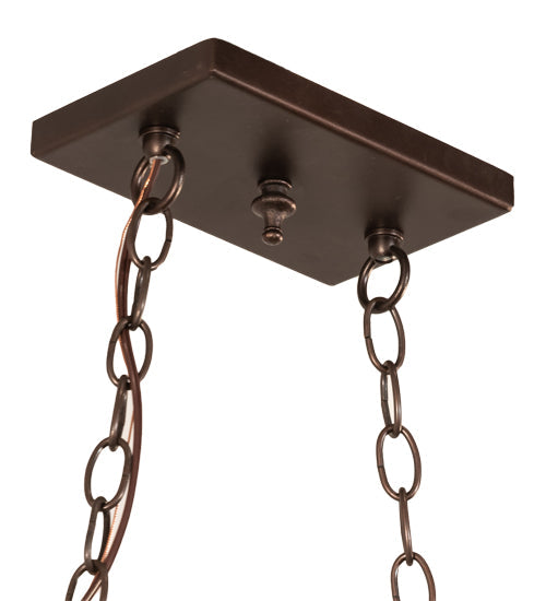Meyda Lighting Wood Ducks 39" 3-Light Mahogany Bronze island Pendant Light With Multi-Colored Shade Glass
