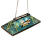 Meyda Lighting Wood Ducks 39" 3-Light Mahogany Bronze island Pendant Light With Multi-Colored Shade Glass