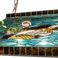 Meyda Lighting Wood Ducks 39" 3-Light Mahogany Bronze island Pendant Light With Multi-Colored Shade Glass