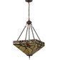 Meyda Lighting Woodland Berries 22" 3-Light Mahogany Bronze Inverted Pendant Light With Multi-Colored Shade Glass