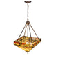 Meyda Lighting Woodland Berries 22" 3-Light Mahogany Bronze Inverted Pendant Light With Multi-Colored Shade Glass