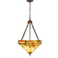 Meyda Lighting Woodland Berries 22" 3-Light Mahogany Bronze Inverted Pendant Light With Multi-Colored Shade Glass