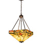 Meyda Lighting Woodland Berries 22" 3-Light Mahogany Bronze Inverted Pendant Light With Multi-Colored Shade Glass