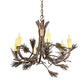 Meyda Lighting Woodland Pine 29" 6-Light Dark Burnished Antique Copper Chandelier With Ivory Faux Candlelight
