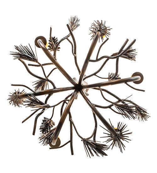Meyda Lighting Woodland Pine 29" 6-Light Dark Burnished Antique Copper Chandelier With Ivory Faux Candlelight