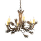 Meyda Lighting Woodland Pine 29" 6-Light Dark Burnished Antique Copper Chandelier With Ivory Faux Candlelight
