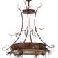 Meyda Lighting Woodland Pine 36" 4-Light Rust Inverted Pendant Light With Amber Mica & Beige Iridescent Shade Glass
