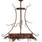 Meyda Lighting Woodland Pine 36" 4-Light Rust Inverted Pendant Light With Amber Mica & Beige Iridescent Shade Glass