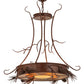 Meyda Lighting Woodland Pine 36" 4-Light Rust Inverted Pendant Light With Amber Mica & Beige Iridescent Shade Glass