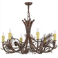 Meyda Lighting Woodland Pine 36" 6-Light Wrought Iron & Mahogany Bronze Chandelier With Ivory Faux Candlelight