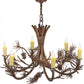 Meyda Lighting Woodland Pine 36" 6-Light Wrought Iron & Mahogany Bronze Chandelier With Ivory Faux Candlelight