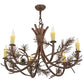 Meyda Lighting Woodland Pine 36" 6-Light Wrought Iron & Mahogany Bronze Chandelier With Ivory Faux Candlelight