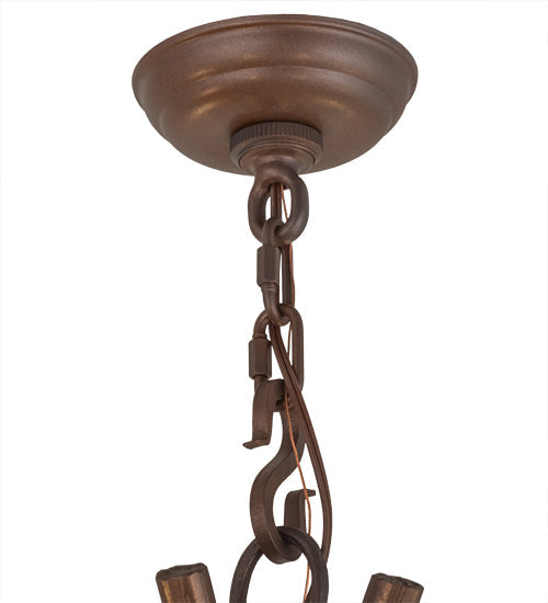 Meyda Lighting Woodland Pine 36" 6-Light Wrought Iron & Mahogany Bronze Chandelier With Ivory Faux Candlelight