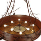 Meyda Lighting Woodland Pine 58" 8-Light Rust Inverted Pendant Light With Amber Mica & Beige Iridescent Shade Glass