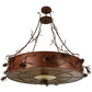Meyda Lighting Woodland Pine 58" 8-Light Rust Inverted Pendant Light With Amber Mica & Beige Iridescent Shade Glass