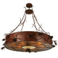 Meyda Lighting Woodland Pine 58" 8-Light Rust Inverted Pendant Light With Amber Mica & Beige Iridescent Shade Glass