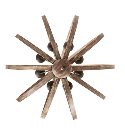 Meyda Lighting Woodward 46" 8-Light Bronze & Oak Barrel Stave Pendant Light