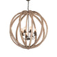 Meyda Lighting Woodward 46" 8-Light Bronze & Oak Barrel Stave Pendant Light