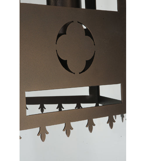 Meyda Lighting Woolf 24" 6-Light Mahogany Bronze Pendant Light With Clear Shade Glass and Down Light
