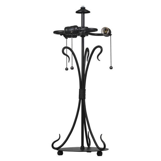 Meyda Lighting Wrought Iron 24" 3-Light Textured Black Table Lamp Base