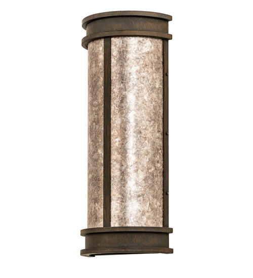 Meyda Lighting Wyant 10" 2-Light Classic Rust Lantern Wall Sconce With Silver Mica Shade Glass