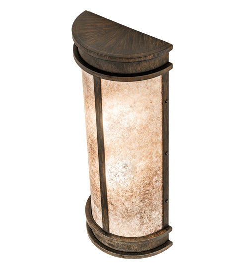 Meyda Lighting Wyant 10" 2-Light Classic Rust Lantern Wall Sconce With Silver Mica Shade Glass