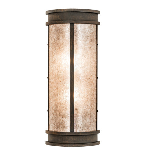 Meyda Lighting Wyant 10" 2-Light Classic Rust Lantern Wall Sconce With Silver Mica Shade Glass