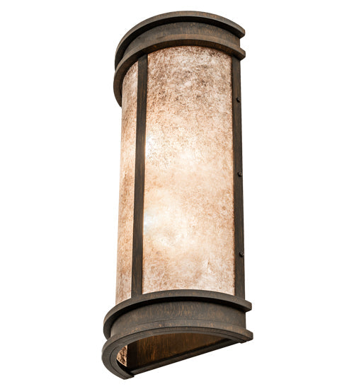 Meyda Lighting Wyant 10" 2-Light Classic Rust Lantern Wall Sconce With Silver Mica Shade Glass