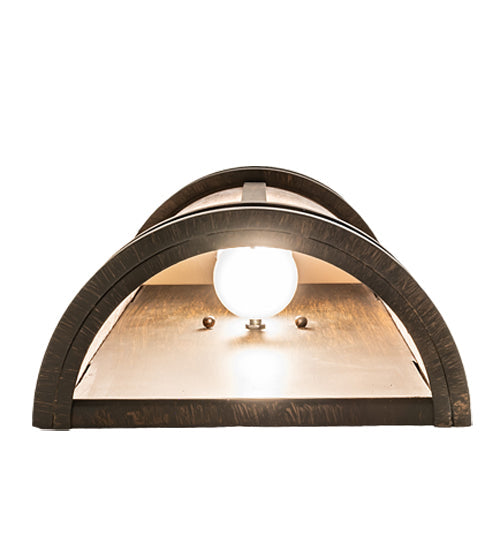 Meyda Lighting Wyant 10" 2-Light Classic Rust Lantern Wall Sconce With Silver Mica Shade Glass