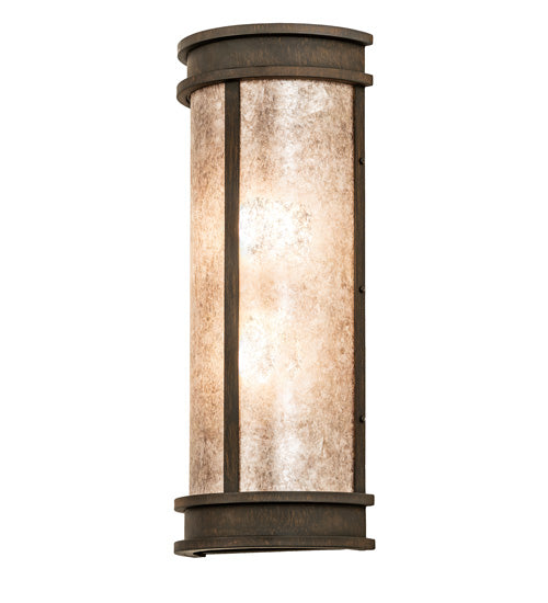 Meyda Lighting Wyant 10" 2-Light Classic Rust Lantern Wall Sconce With Silver Mica Shade Glass