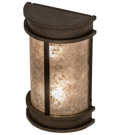Meyda Lighting Wyant 10" 2-Light Classic Rust Pocket Lantern Wall Sconce With Silver Mica Shade Glass