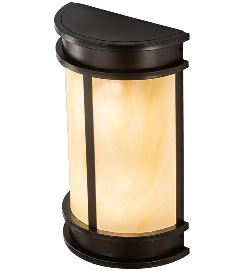 Meyda Lighting Wyant 10" 2-Light Oil Rubbed Bronze Pocket Lantern Wall Sconce With Creme Carrara Idalight Shade