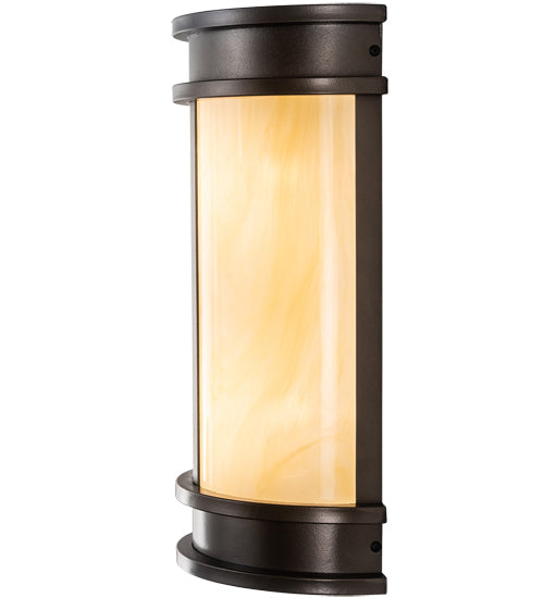 Meyda Lighting Wyant 10" 2-Light Oil Rubbed Bronze Pocket Lantern Wall Sconce With Creme Carrara Idalight Shade