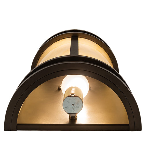 Meyda Lighting Wyant 10" 2-Light Oil Rubbed Bronze Pocket Lantern Wall Sconce With Creme Carrara Idalight Shade