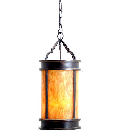 Meyda Lighting Wyant 10" 3-Light Gilded Tobacco Pendant Light With Ambra Siena Idalight Shade Glass