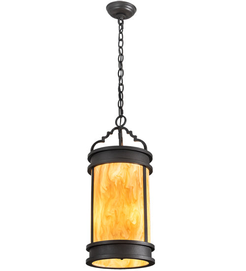 Meyda Lighting Wyant 10" 3-Light Wrought Iron Pendant Light With Beige Travertine Idalight Shade
