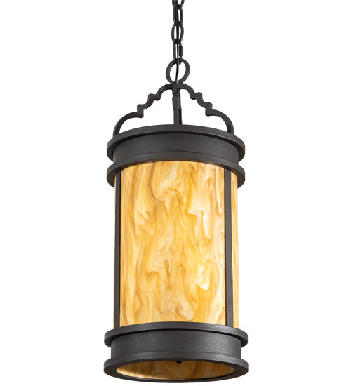 Meyda Lighting Wyant 10" 3-Light Wrought Iron Pendant Light With Beige Travertine Idalight Shade
