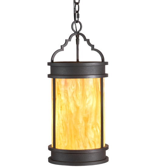 Meyda Lighting Wyant 10" 3-Light Wrought Iron Pendant Light With Beige Travertine Idalight Shade