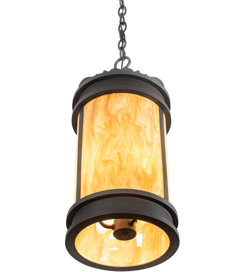 Meyda Lighting Wyant 10" 3-Light Wrought Iron Pendant Light With Beige Travertine Idalight Shade