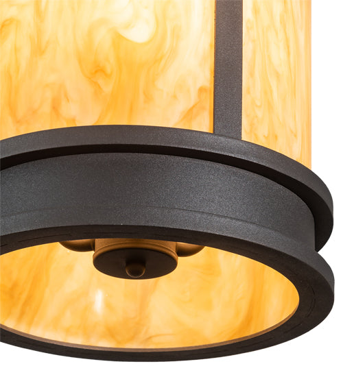 Meyda Lighting Wyant 10" 3-Light Wrought Iron Pendant Light With Beige Travertine Idalight Shade